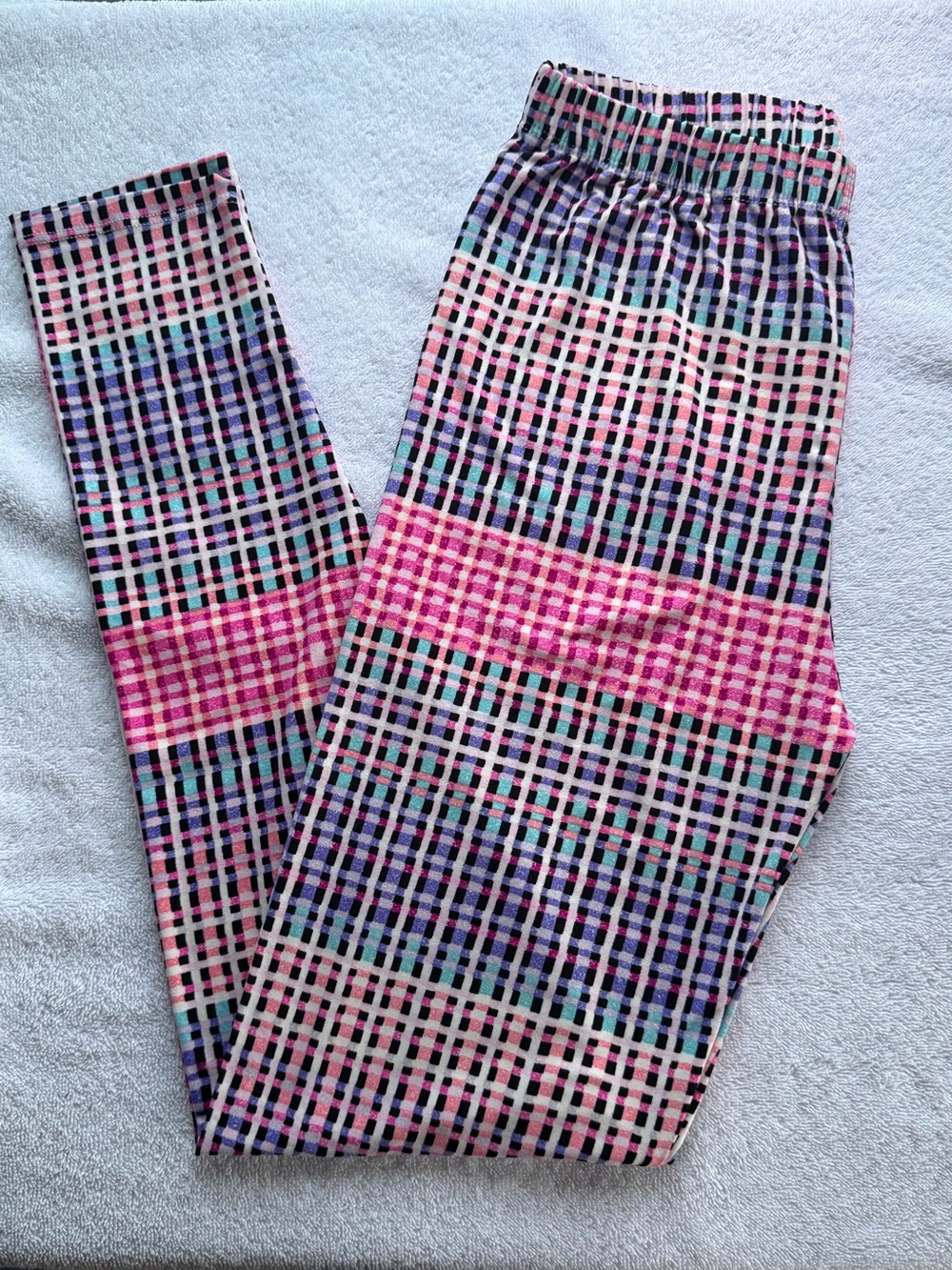 Women’s OS Pink Plaid Leggings